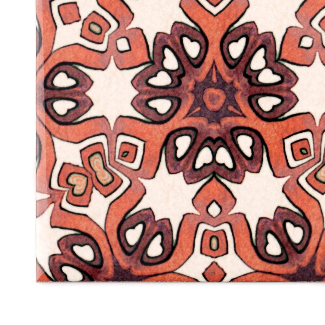 Ochre and cream geometric pattern kitchen tiles