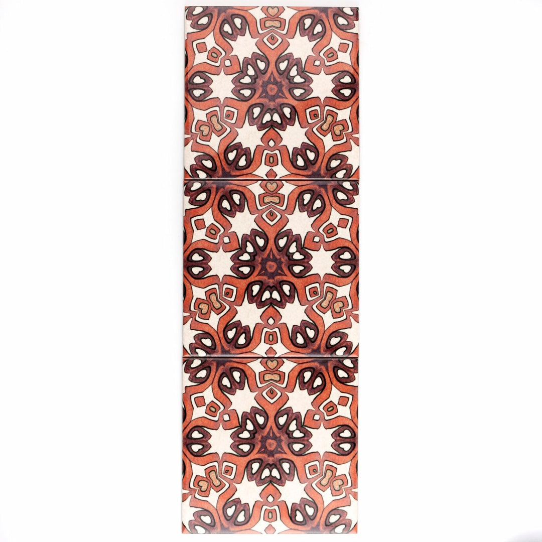 Ochre and cream geometric pattern kitchen tiles