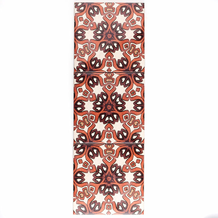Ochre and cream geometric pattern kitchen tiles