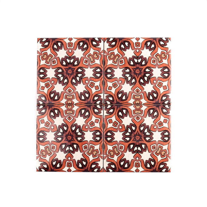 Ochre and cream geometric pattern kitchen tiles