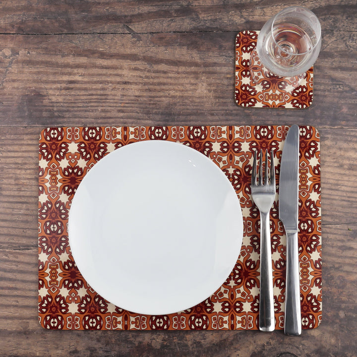 Rustic red cream table mat