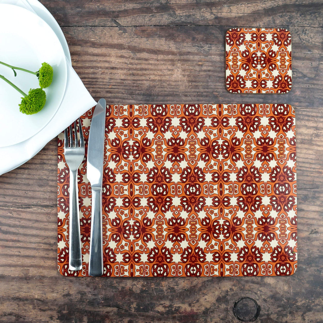 Rustic red cream table mat