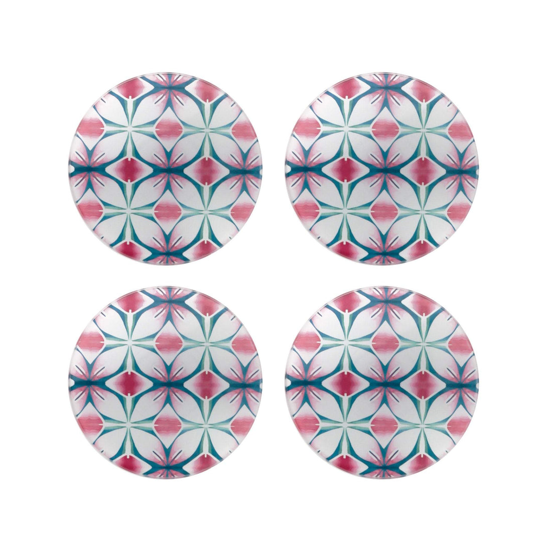 Pink and Teal Flower coasters