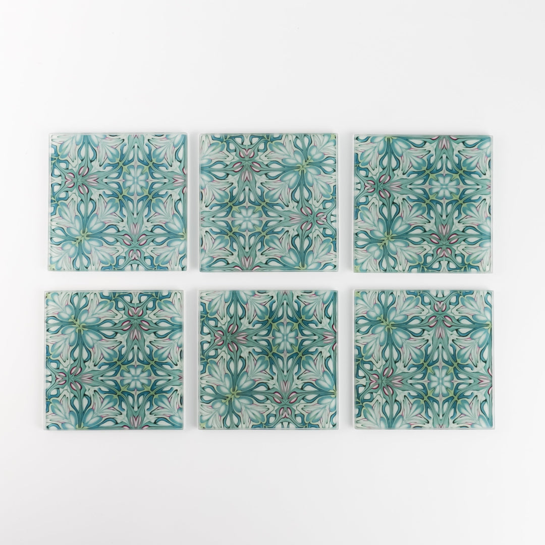 Flourishing garden glass coasters