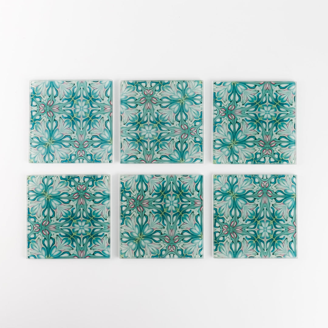 Flourishing garden glass coasters