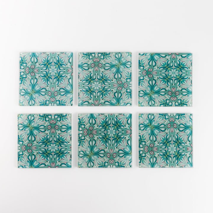 Flourishing garden glass coasters