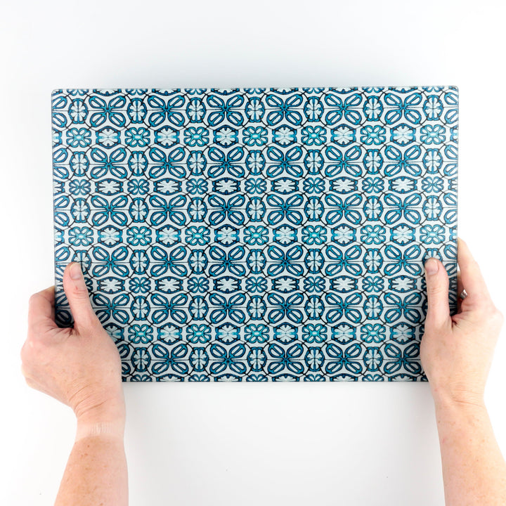 Blue turkish flower worktop protector