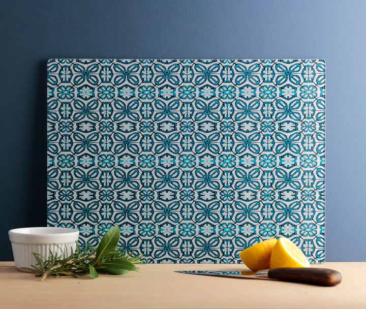 Blue turkish flower worktop protector