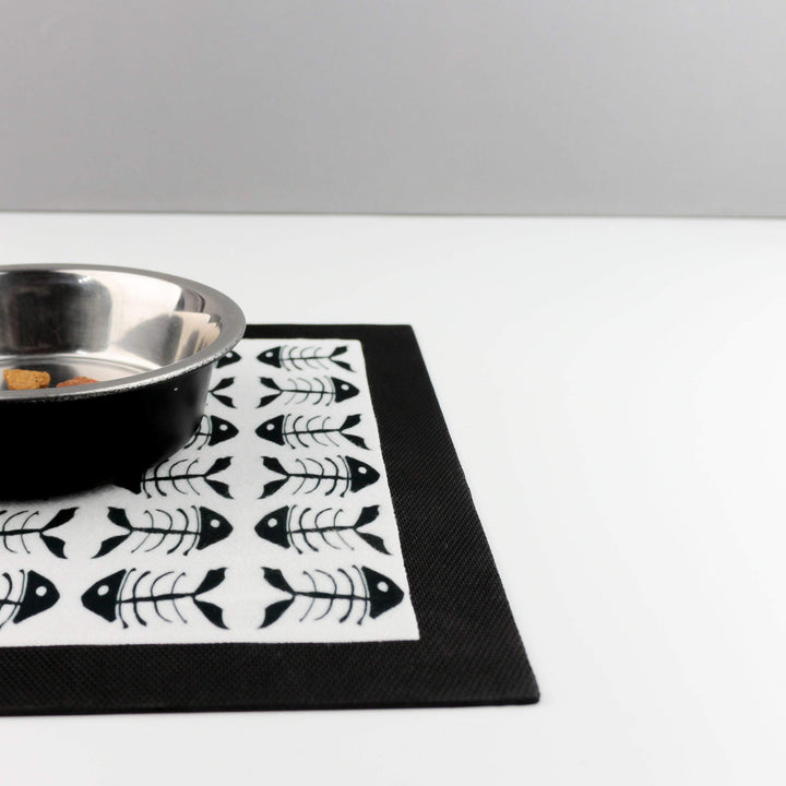 Black and White Bonefish Pet Placemat - DoodlePippin