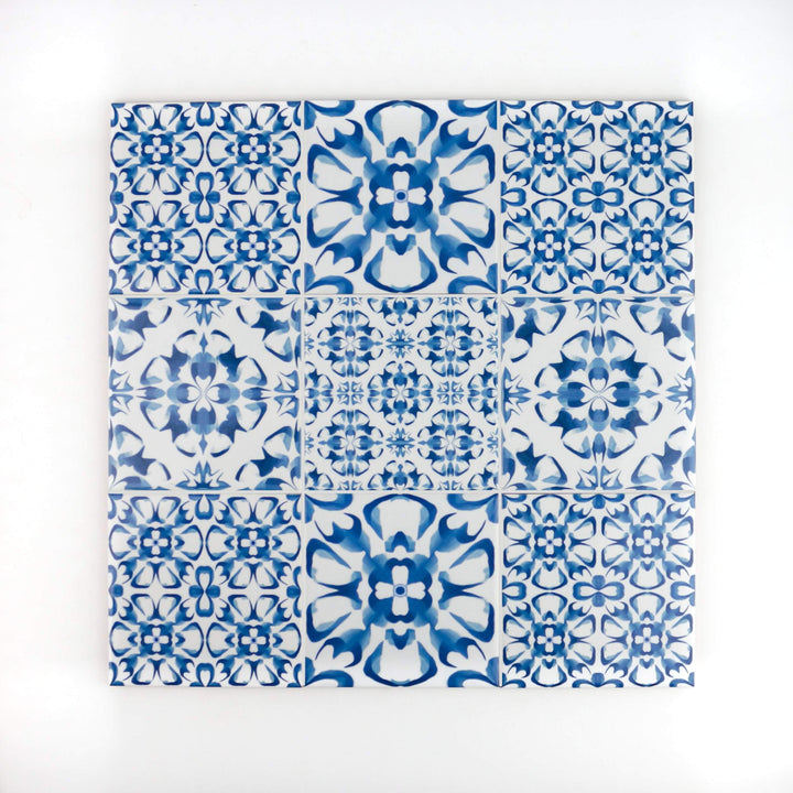 Blue white patchwork tiles - mix and match to create a design unique to you!