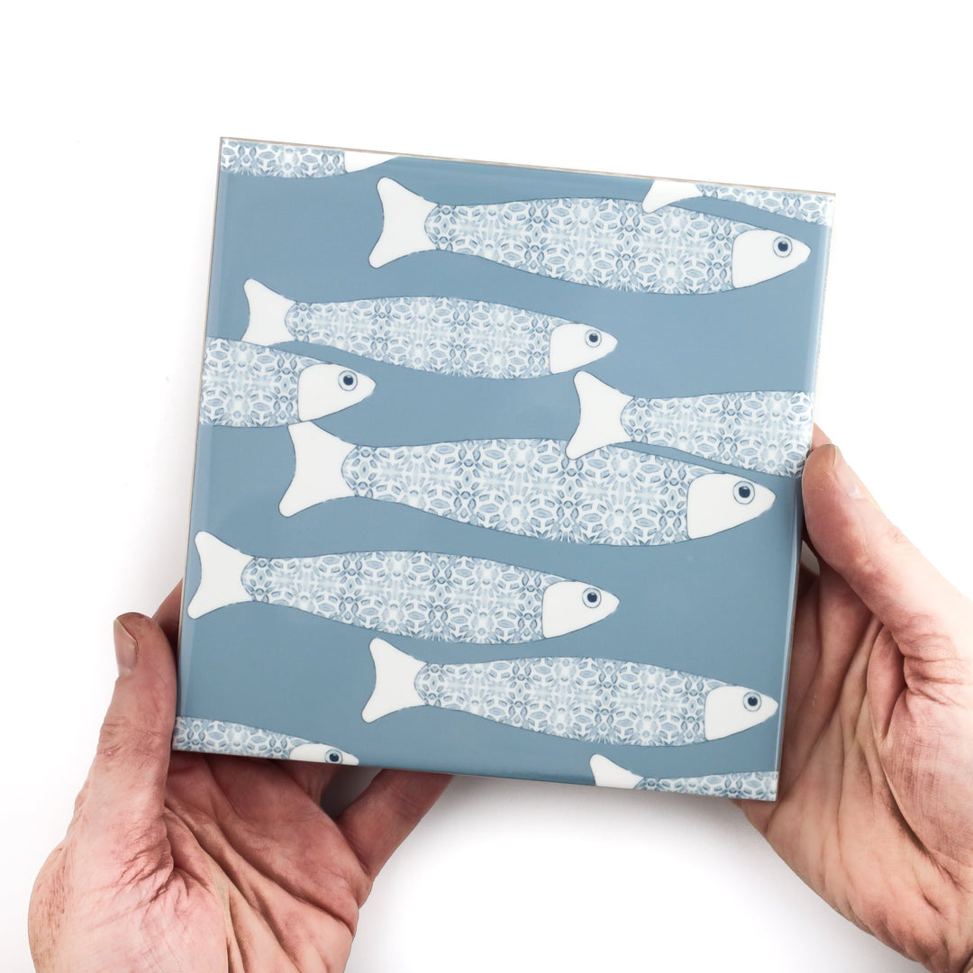 Ocean Shoal tile - blue-grey colourway