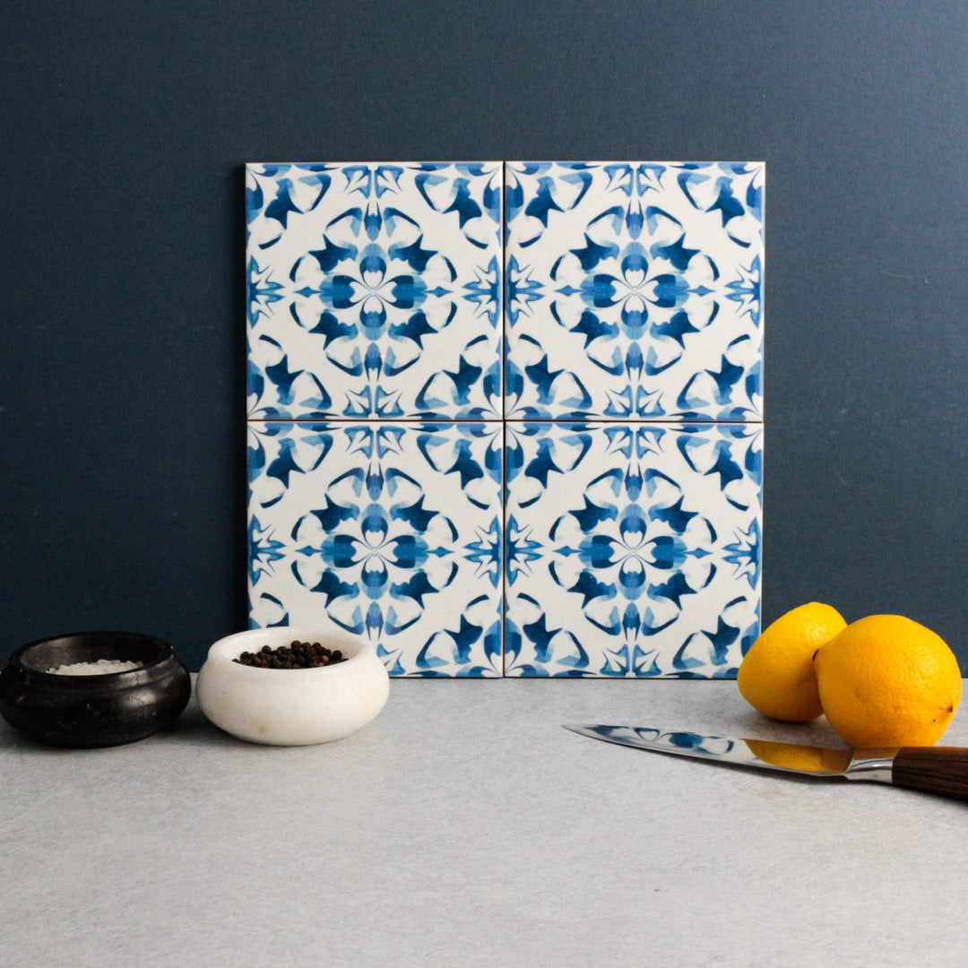 Blue white patchwork tiles - mix and match to create a design unique to you!