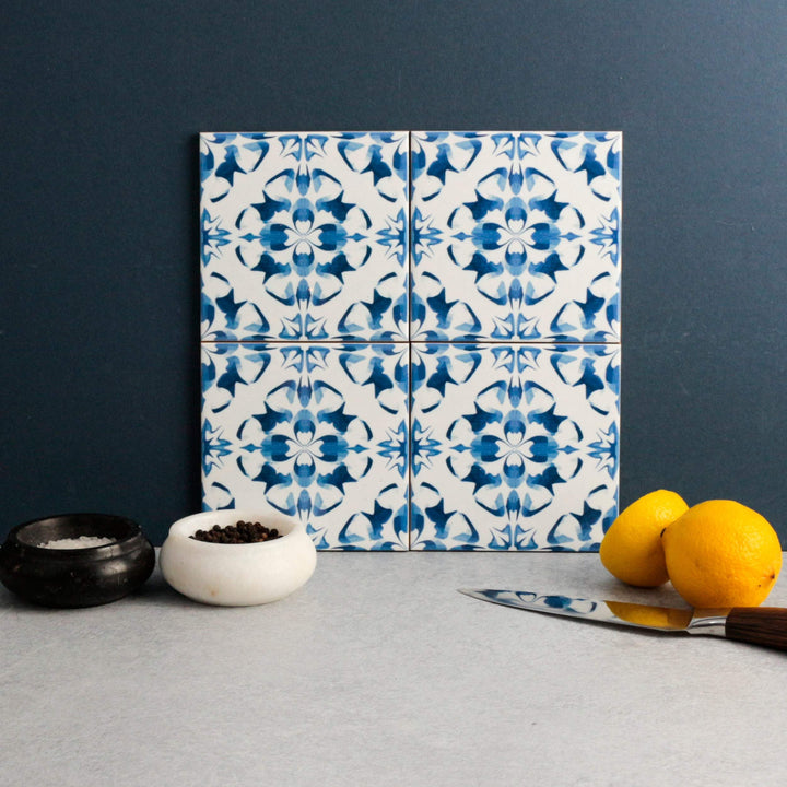 Blue white patchwork tiles - mix and match to create a design unique to you!