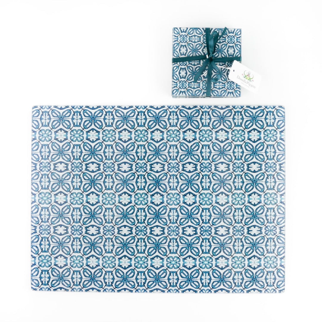 Pretty Turkish Blue Flower coaster set