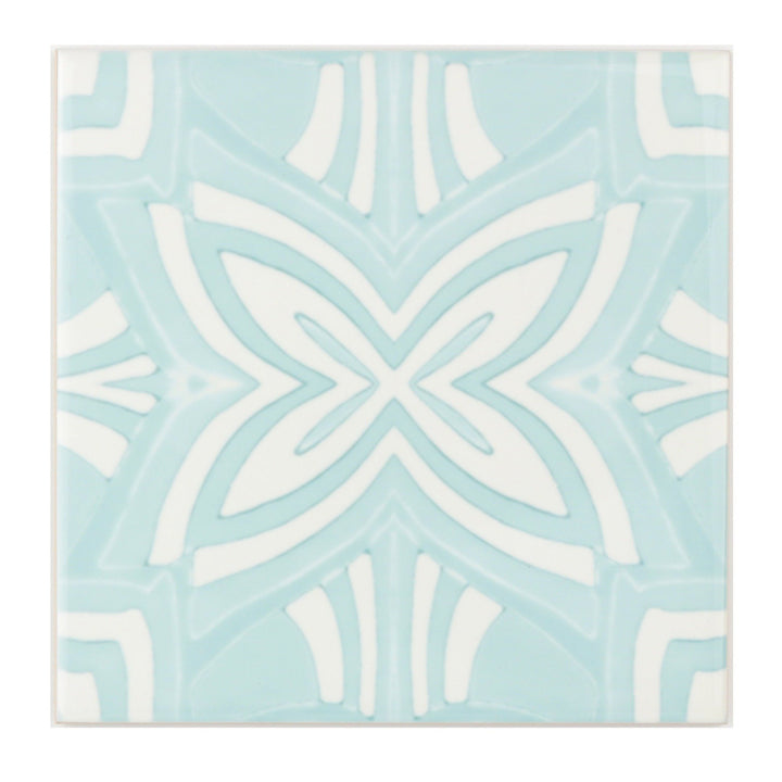 Turquoise and cream handmade kitchen tiles