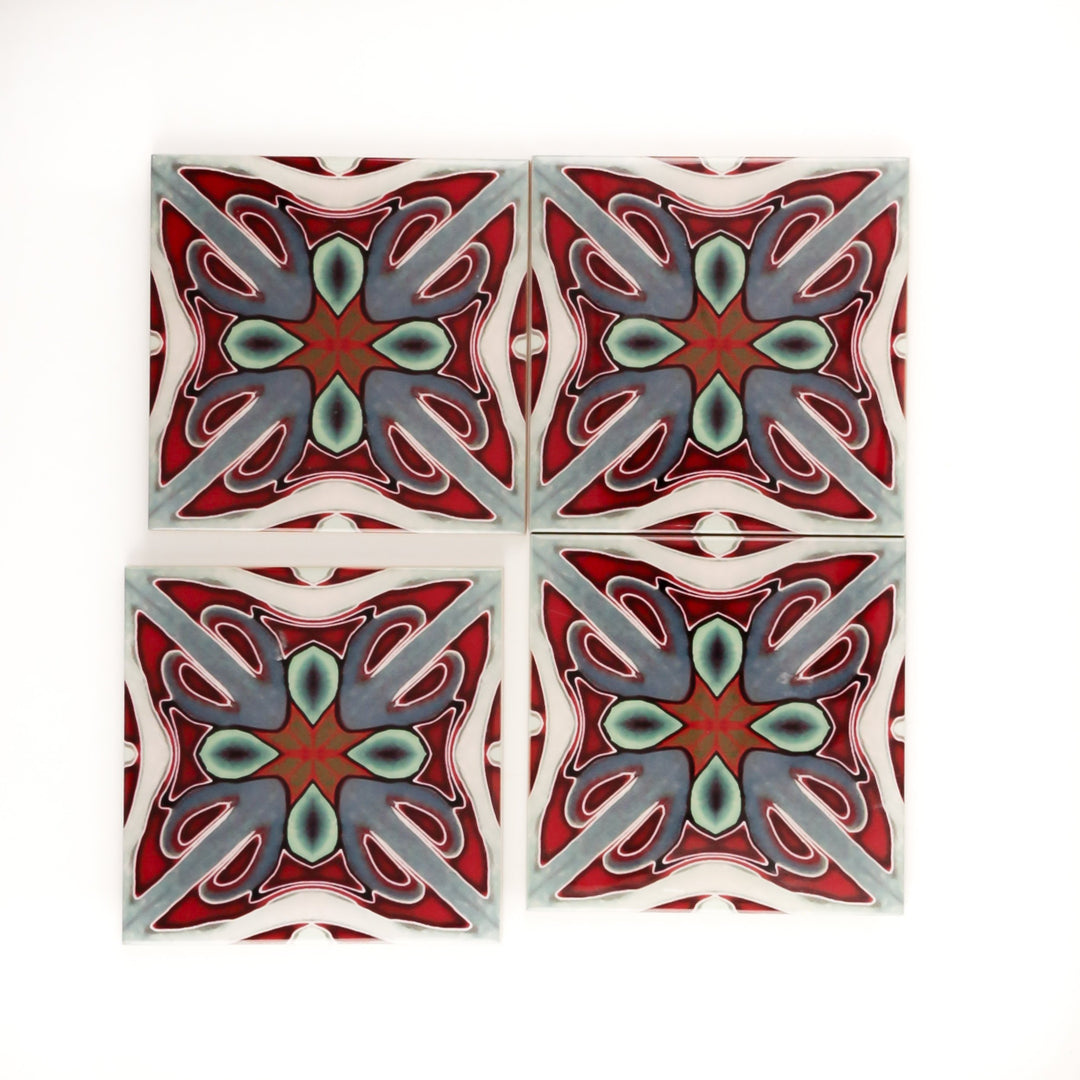 Deep red Victorian ceramic tiles