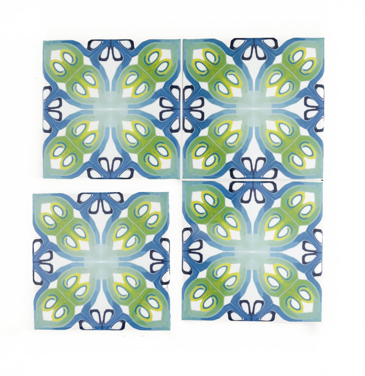 Art deco blue green tile