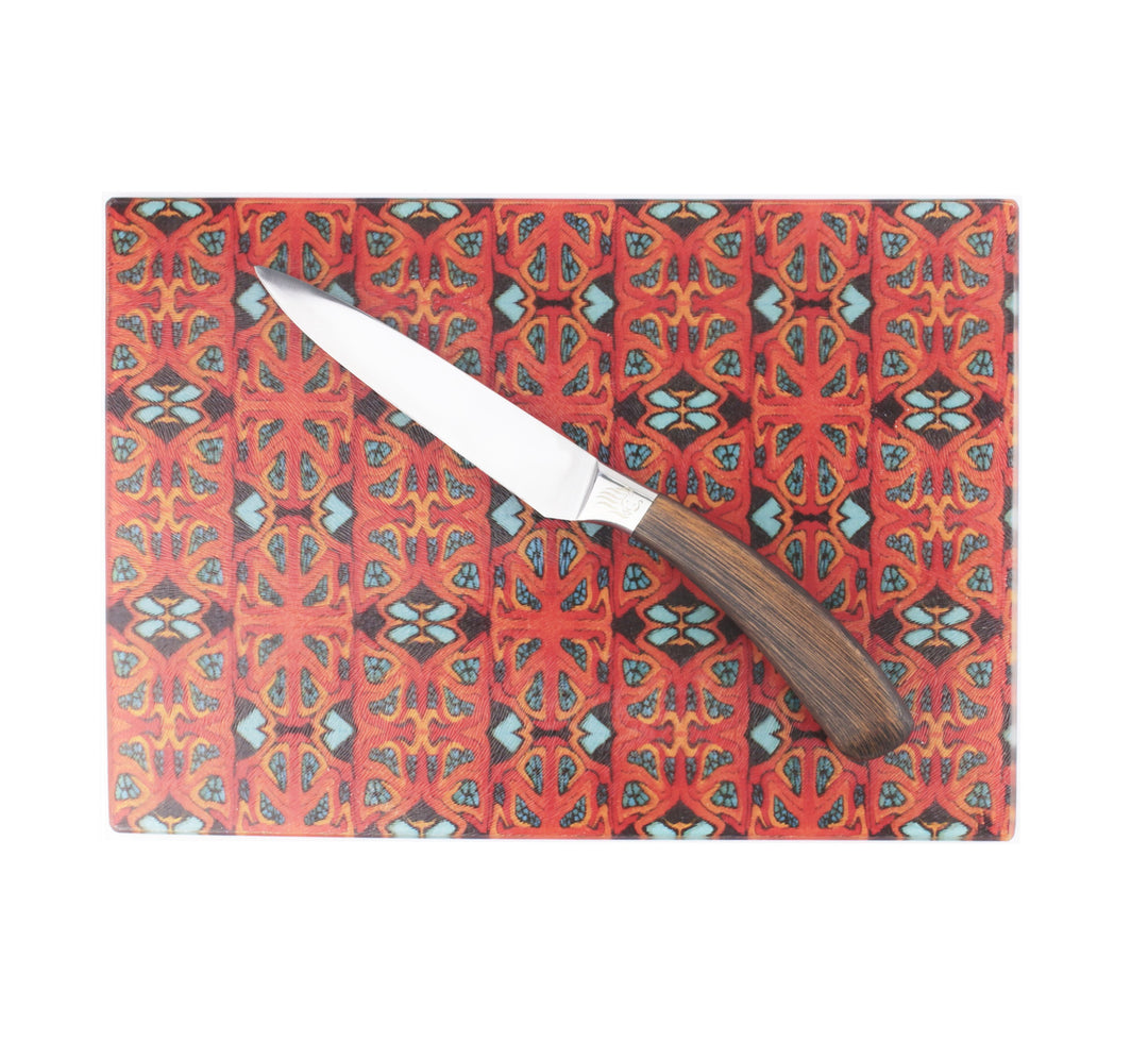 Rich Orange Turquoise Cutting Board - DoodlePippin