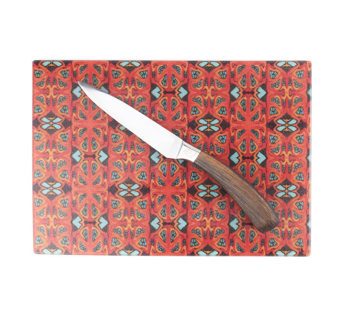 Rich Orange Turquoise Cutting Board - DoodlePippin