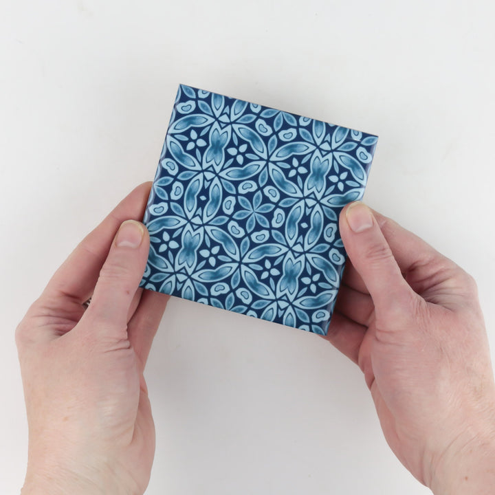 Liberty Print blue green kitchen splashback tiles