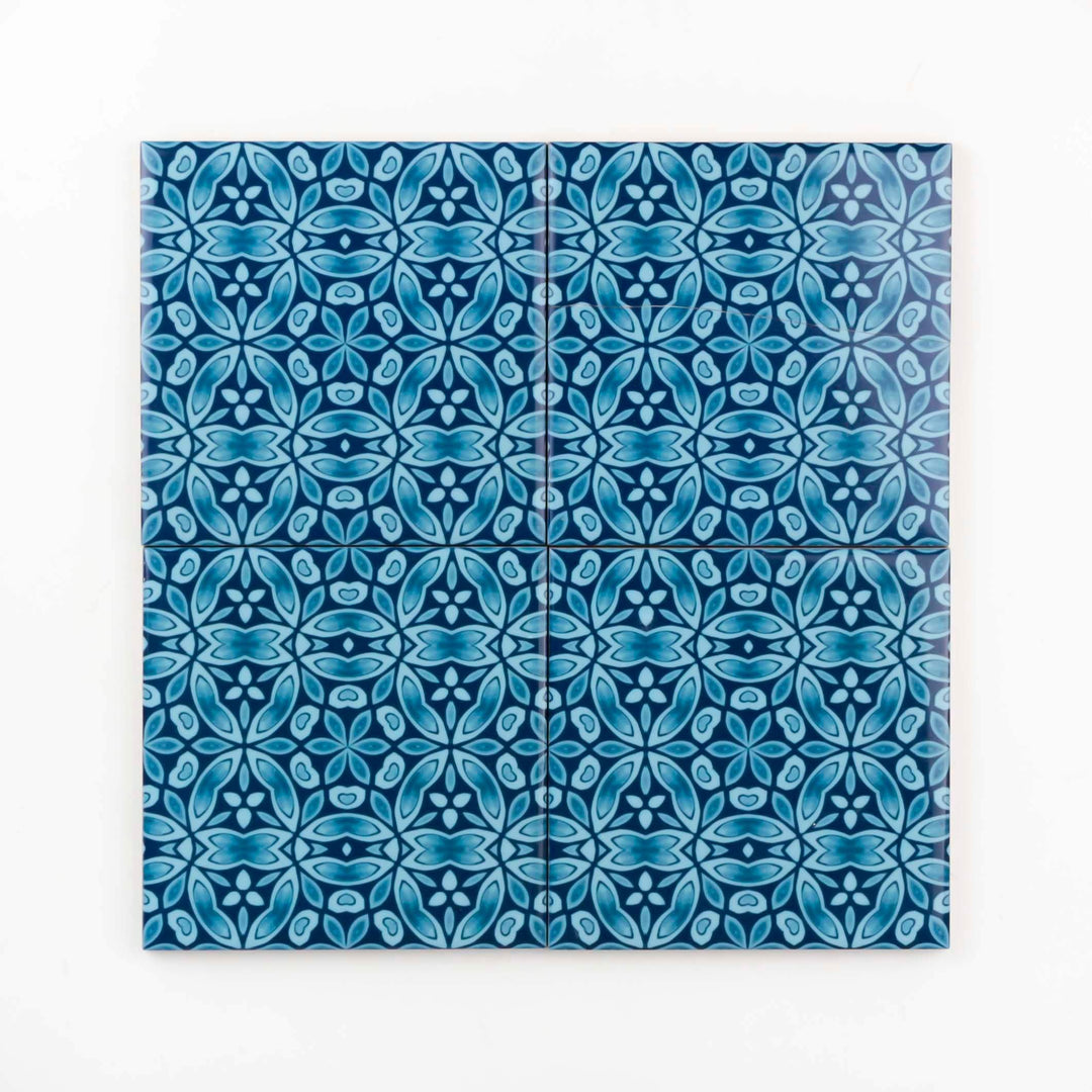 Liberty Print blue green kitchen splashback tiles