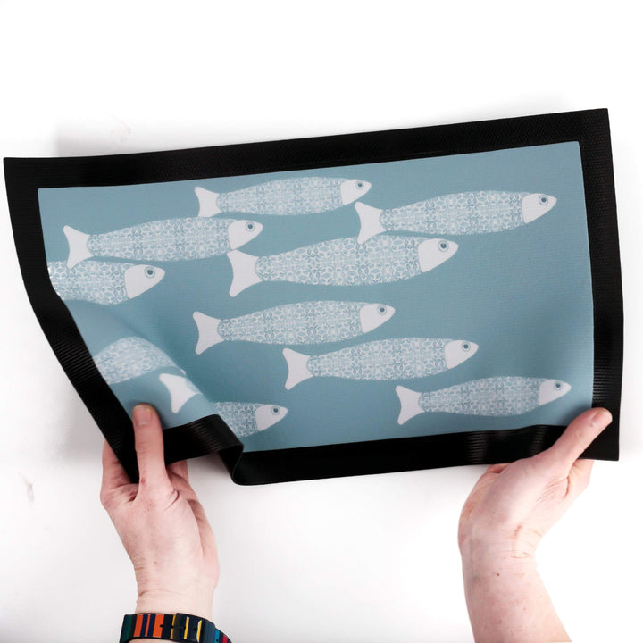 Ocean Fish Cat Food Mat - Waterproof Floor Mat - DoodlePippin