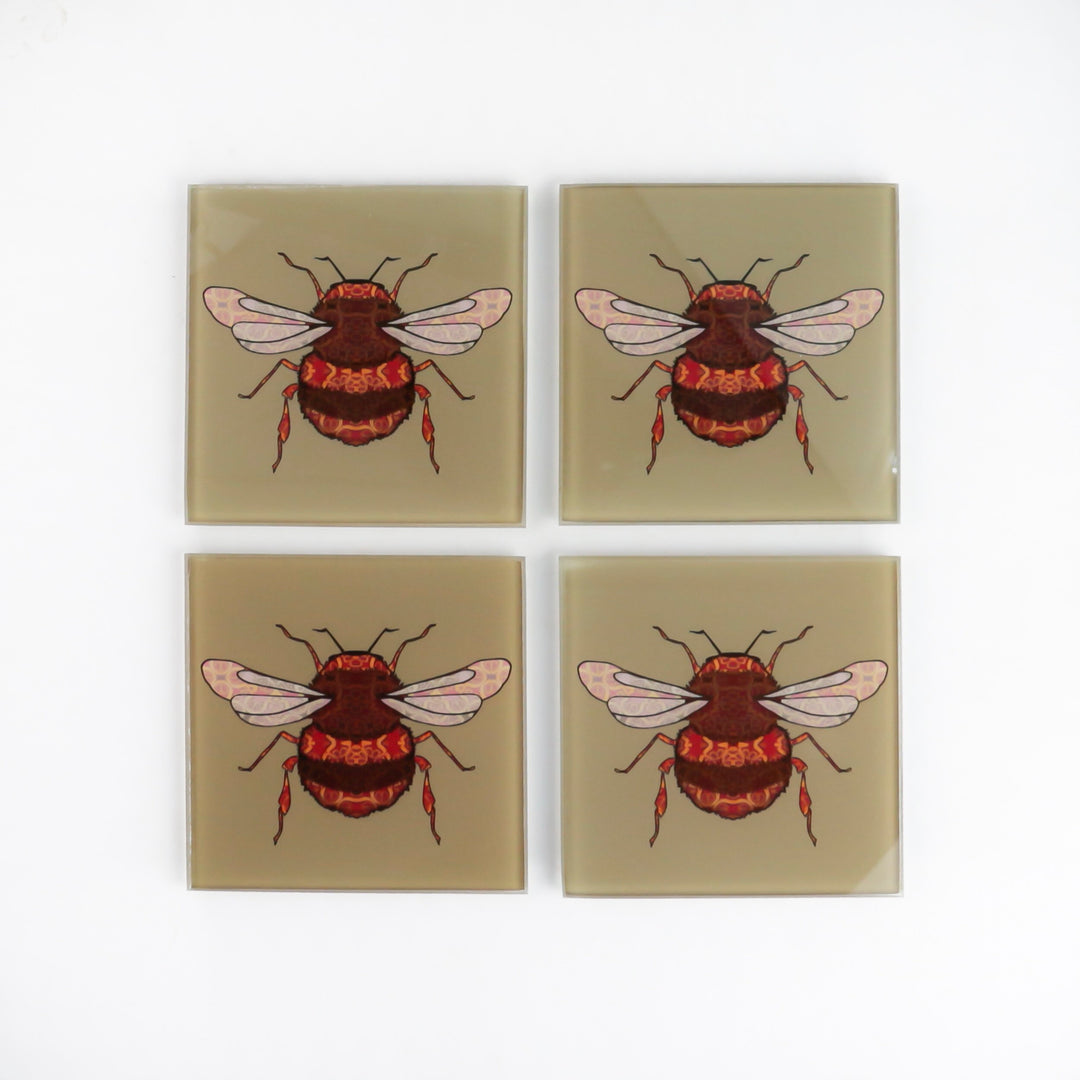 Bumble Bee Coaster Set - golden beige