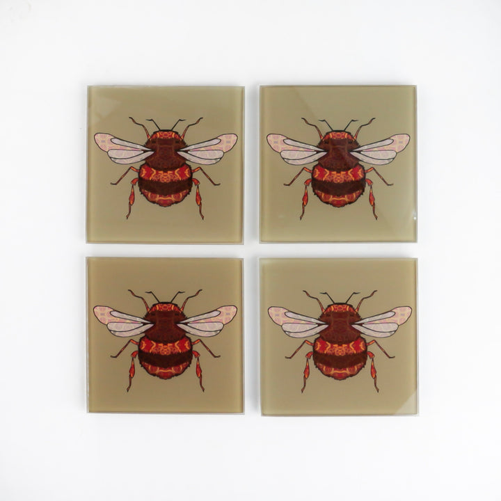 Bumble Bee Coaster Set - golden beige