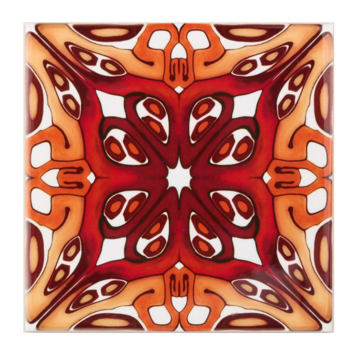 Art deco red gold tiles