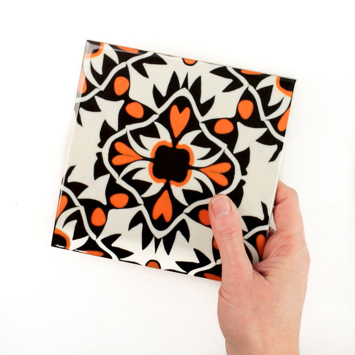 Aztec Orange Black Cream Tiles