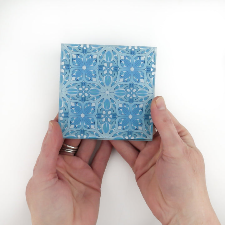 Blue art deco coaster set