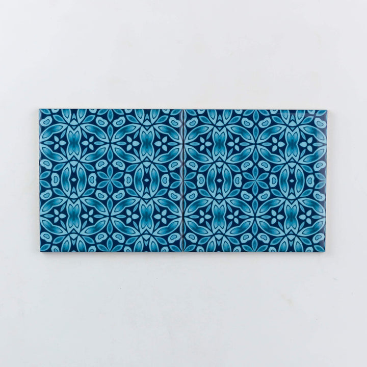 Liberty Print blue green kitchen splashback tiles
