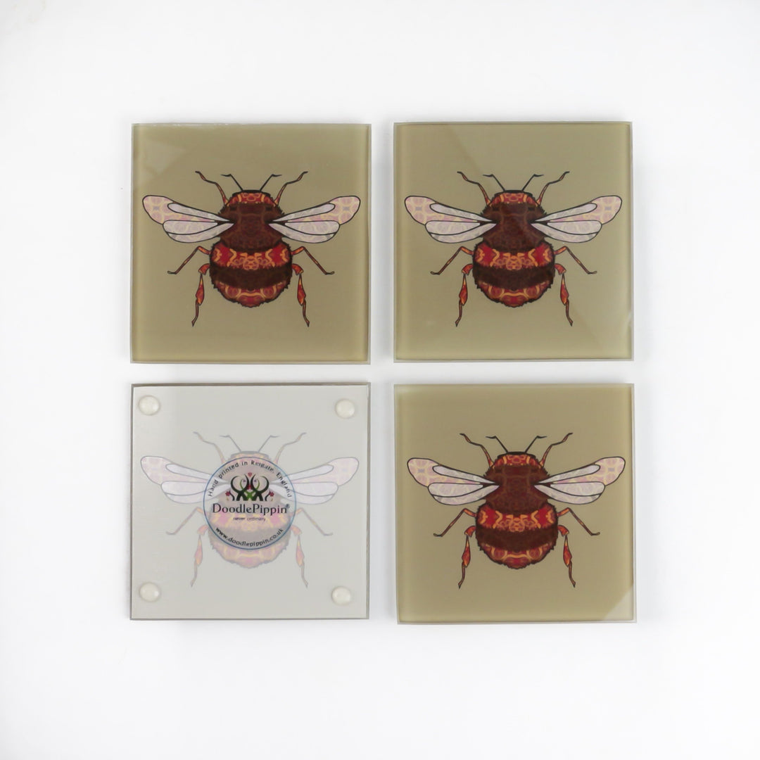 Bumble Bee Coaster Set - golden beige