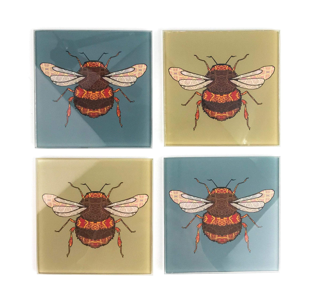 Bumble Bee Coaster Set - golden beige
