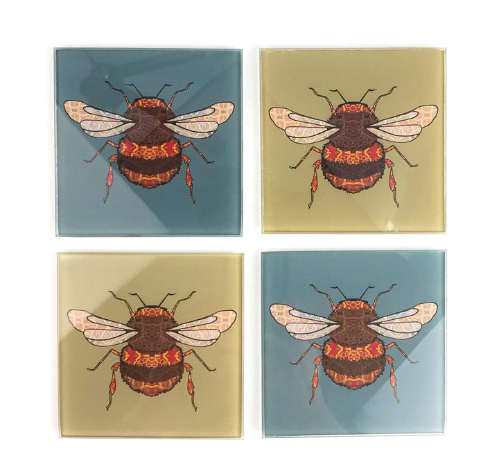 Bumble Bee Coaster Set - golden beige