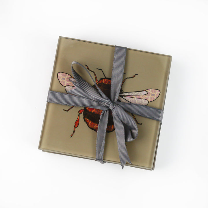 Bumble Bee Coaster Set - golden beige