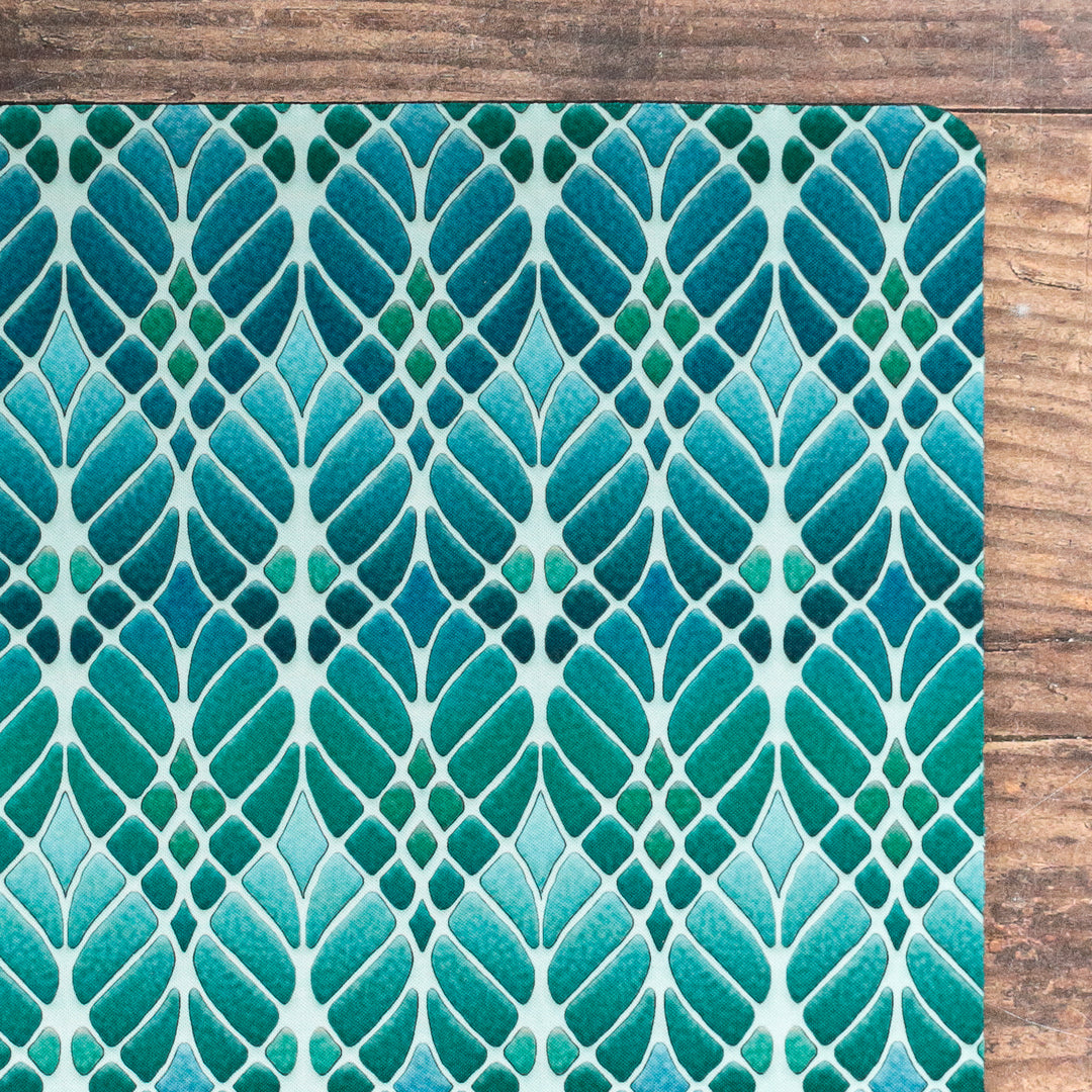 Art Nouveau Trees Pet Food Mat - Blue Turquoise