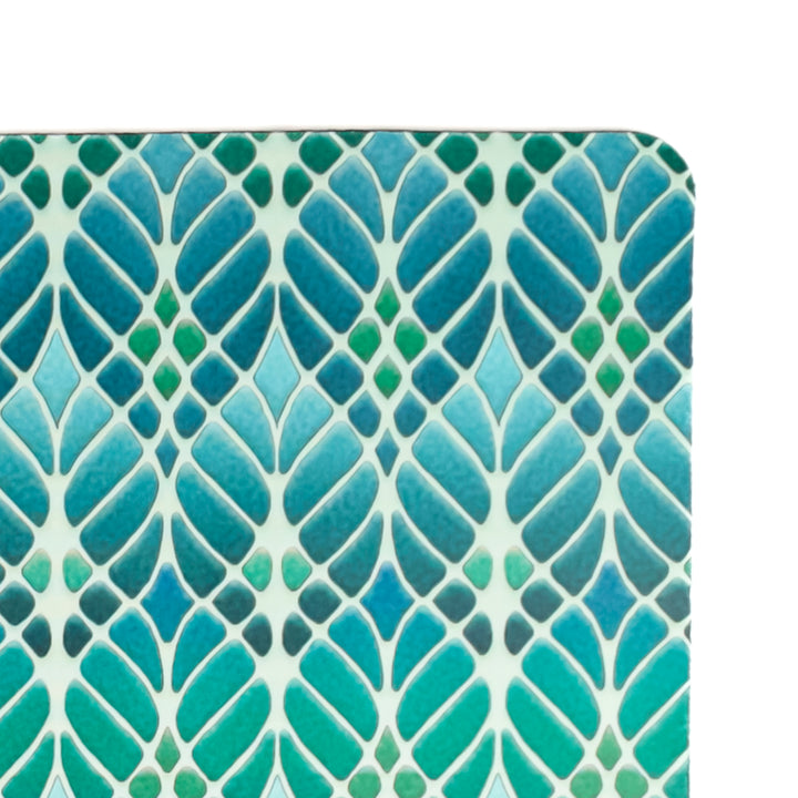 Art Nouveau Trees Pet Food Mat - Blue Turquoise