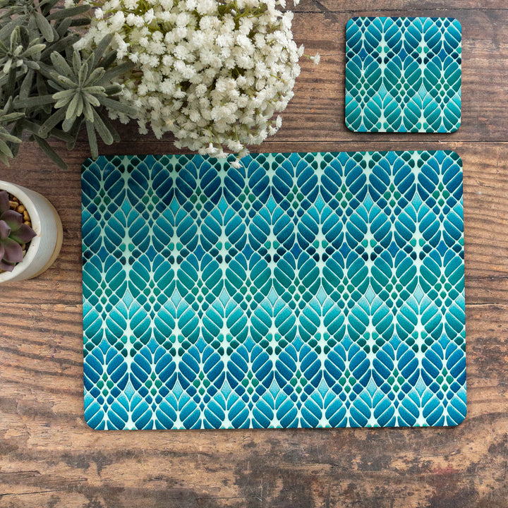 Interwoven Trees Placemat - Blue Green