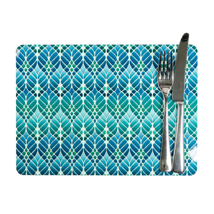 Interwoven Trees Placemat - Blue Green