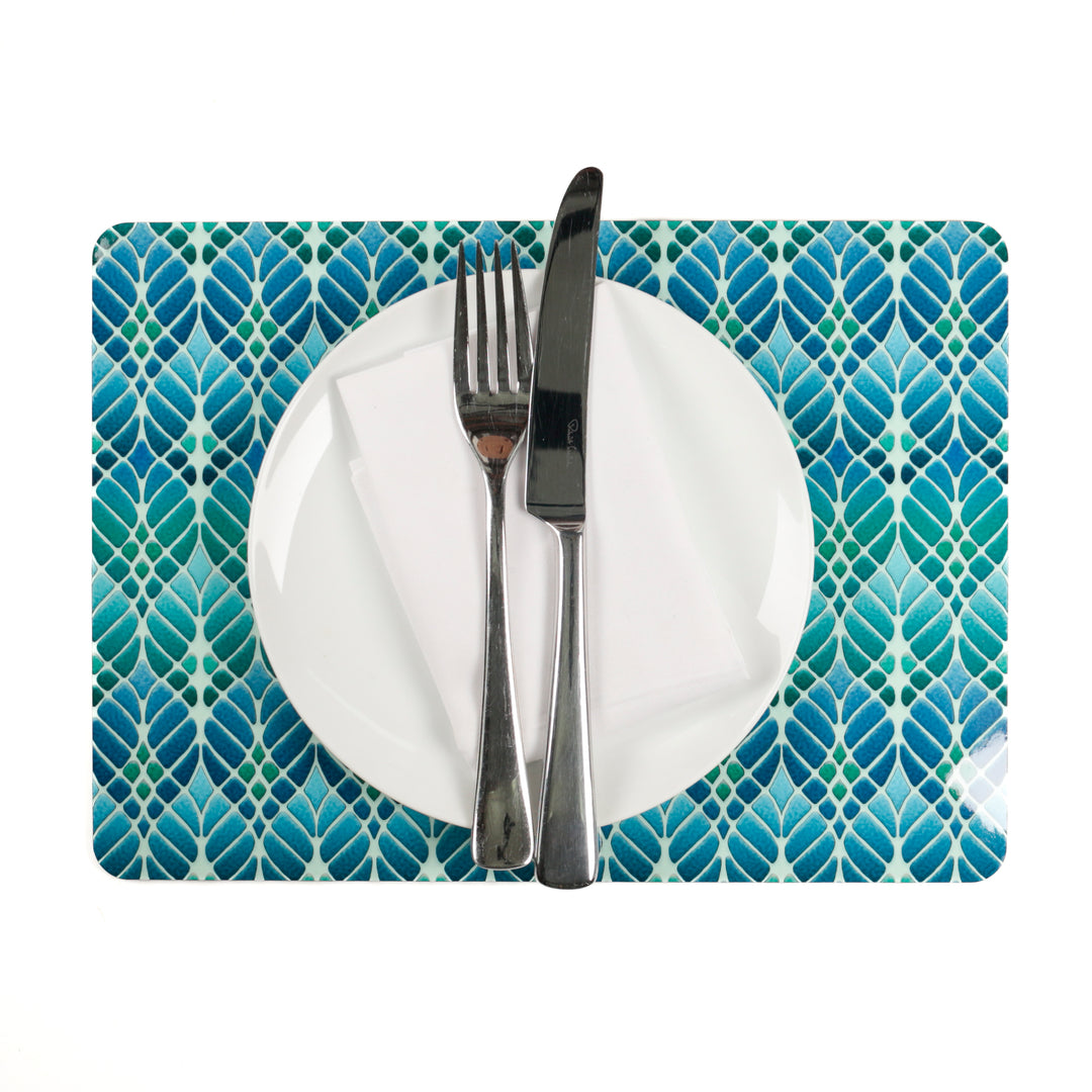 Interwoven Trees Placemat - Blue Green