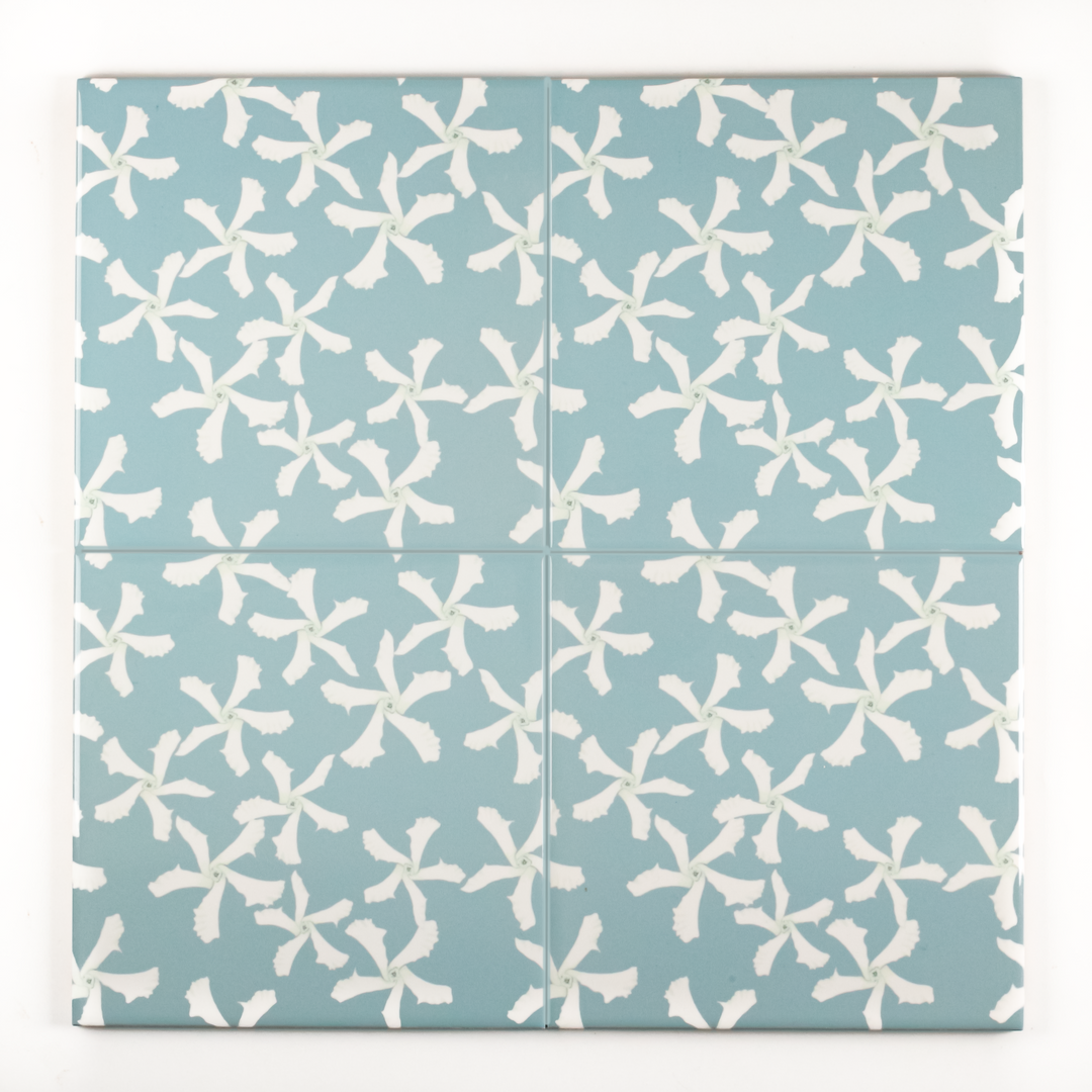 Star Jasmine Flower tiles - aqua