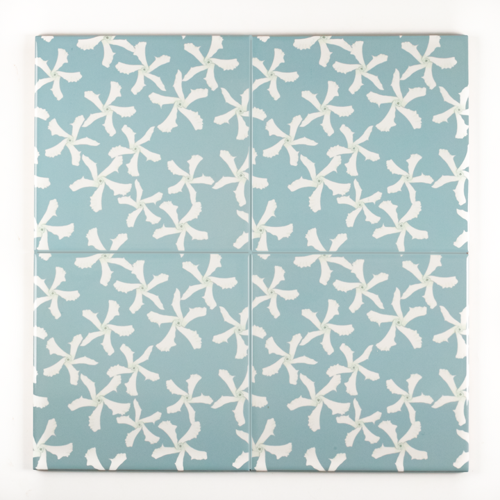 Star Jasmine Flower tiles - aqua