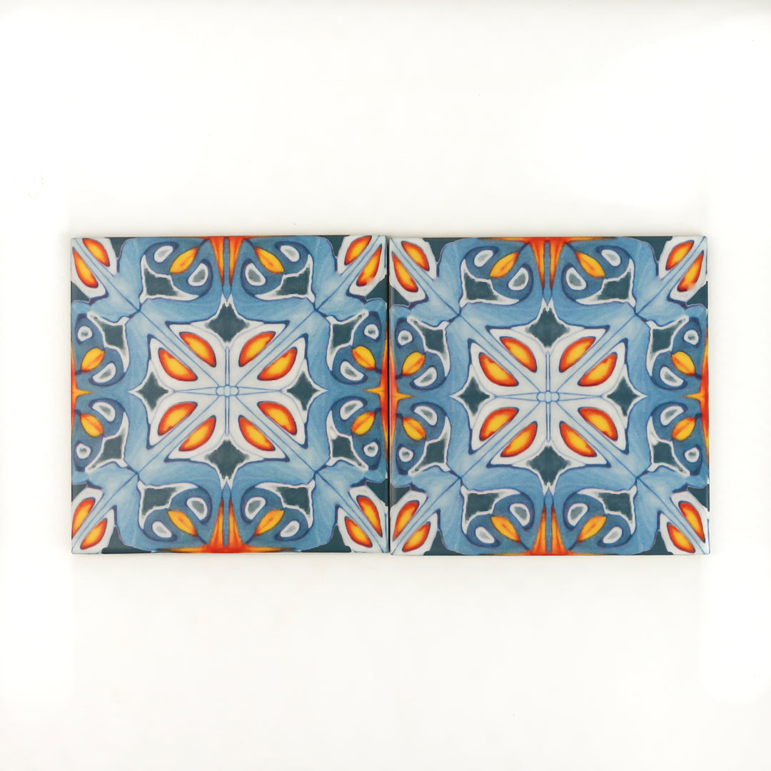 Alhambra Tiles - Flower Centre -  FIRED INK Version