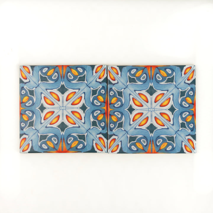 Alhambra Tiles - Flower Centre -  FIRED INK Version