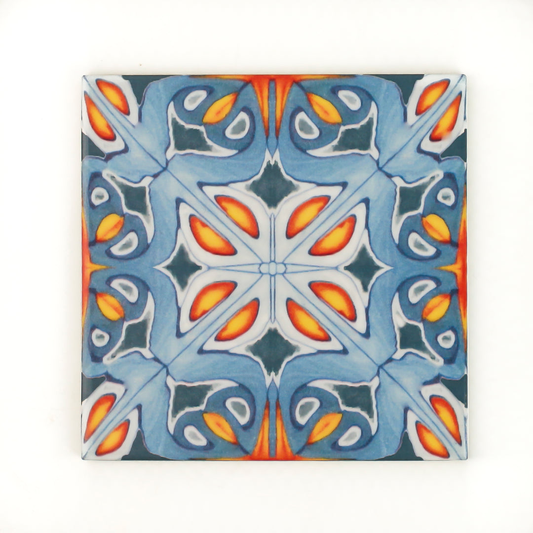 Alhambra Tiles - Flower Centre -  FIRED INK Version
