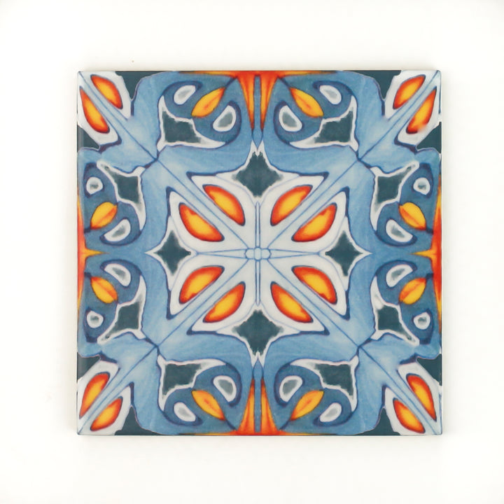 Alhambra Tiles - Flower Centre -  FIRED INK Version