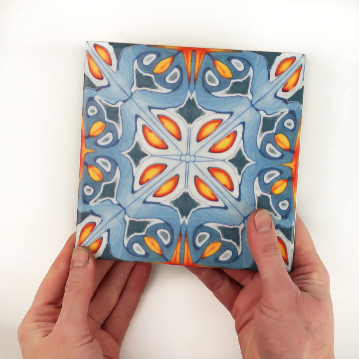 Alhambra Tiles - Flower Centre -  FIRED INK Version