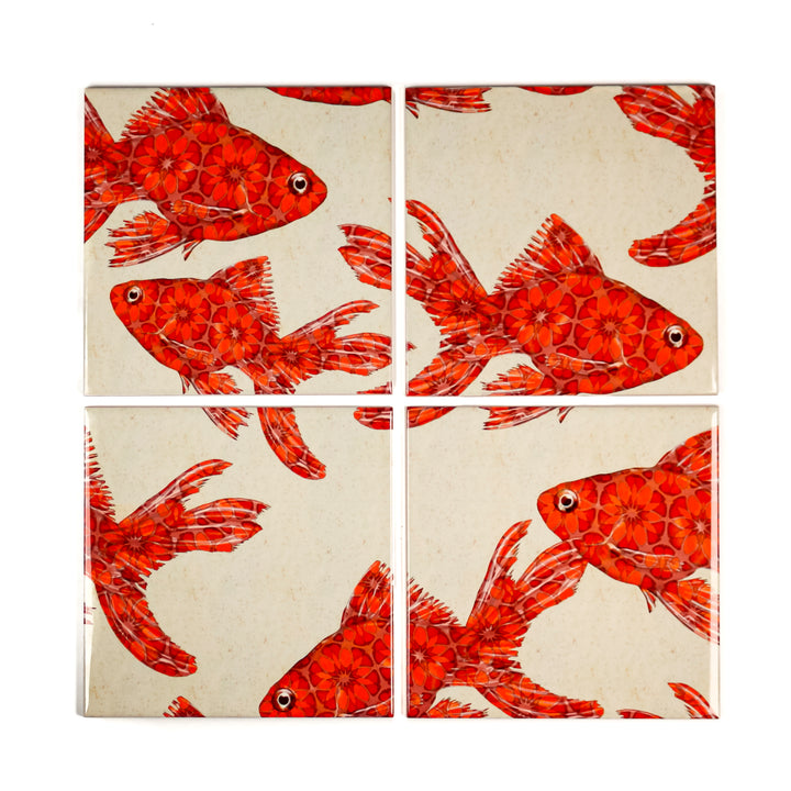 Goldfish Tile - stone - large scale version