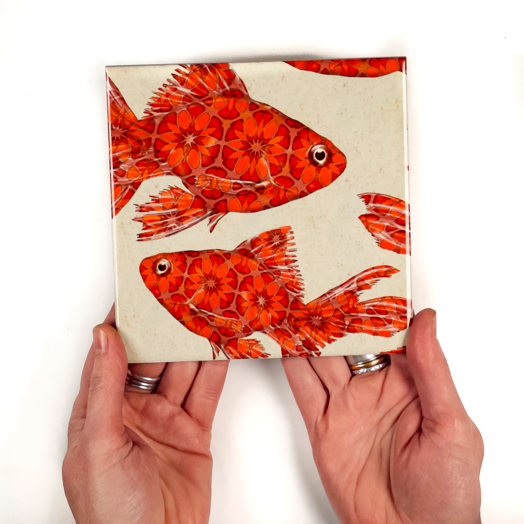 Goldfish Tile - stone - large scale version